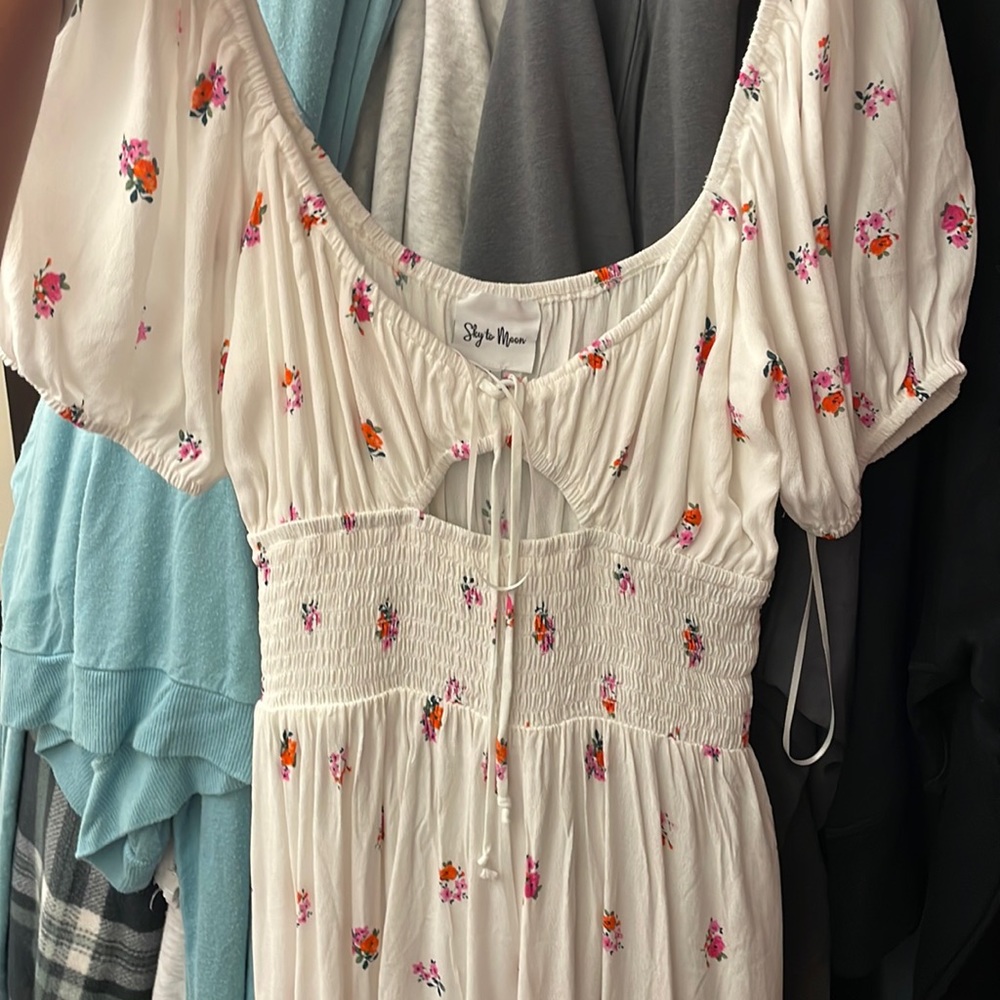 sky to moon mini dress puff sleeve